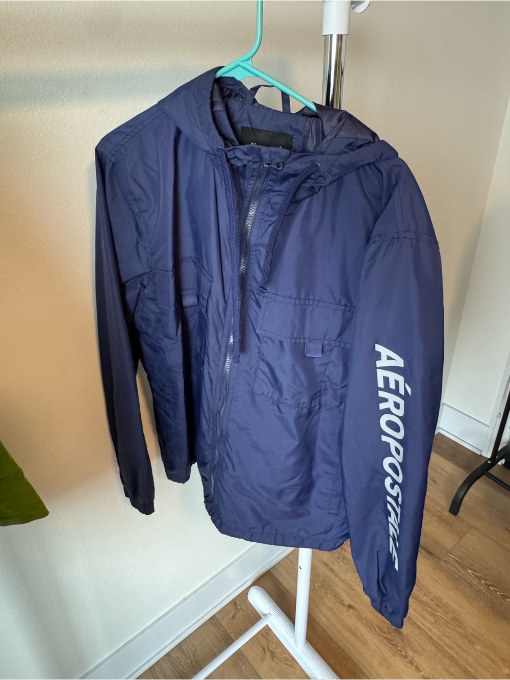 Mens navy blue Aeropostale windbreaker jacket size Large
